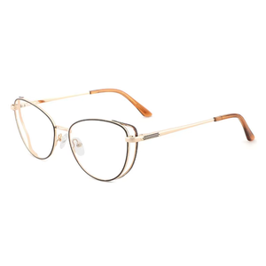 Lunettes optiques pour femmes, montures tendance œil de chat roses, légères, fines, minimalistes, en métal - Product Image 4