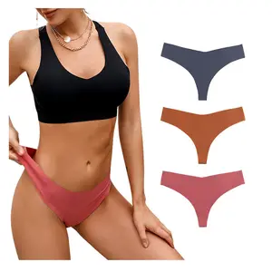 Sexy Women Fitness Yoga T-back Underwear Traceless Workout Thongs Ice Silk Sports Thong Panties For Women Adults Print Pattern