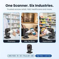 UIMG FS30 Scanner de bureau omnidirectionnel 2D à faible coût 1D USB 360 °   Pour les petites boutiques, paiement par scan du code QR sur téléphone
