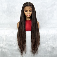 Perruques Synthétiques Tressées Full Lace de 34 Pouces, Bon Marché, Fournisseurs de Cheveux Synthétiques à Tresser en Gros pour Femmes Noires