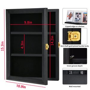 Vitrine murale verticale 9 emplacements pour <span class=keywords><strong>cartes</strong></span> à collectionner, noire <span class=keywords><strong>avec</strong></span> serrure dorée, en acrylique anti-UV, boîte à <span class=keywords><strong>cartes</strong></span> sportives pour <span class=keywords><strong>cartes</strong></span> - Product Image 3