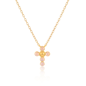 Collier tendance ROXI S925 en argent sterling avec zircon bleu rose et motif croix intégral - Product Image 1