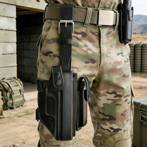 Étui tactique en cuir noir DSF62 avec sangles réglables pour accessoires de chasse - Product Image 6