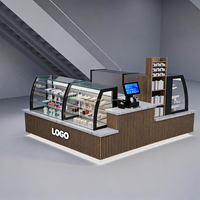 Stand de kiosque de machine à café de station alimentaire avec support de kiosque de machine à café en bois de désert de conception