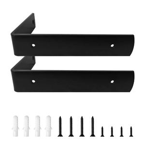 ชั้นวางของติดผนังโลหะสีดำแบบหนา WEKIS พร้อมขายึดรูปตัว L แบบเหล็กสไตล์ Rustic รับน้ำหนักได้ 150 ปอนด์ เคลือบด้วยผงสี สำหรับประกอบเอง - Product Image 4