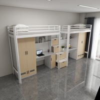 Lit superposé en métal de qualité supérieure pour dortoir, taille Queen, respectueux de l'environnement, avec escalier, pour usage scolaire