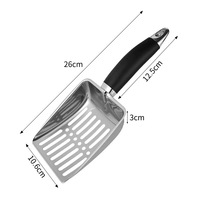 Pelleteuse à litière pour chat en acier inoxydable, poignée ergonomique, facile à nettoyer, durable, pelleteuses à litière pour animaux de compagnie