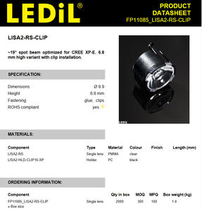 Lente Redonda Transparente de PMMA Ledils FP11085_LISA2-RS-CLIP para Iluminación LED - Product Image 2