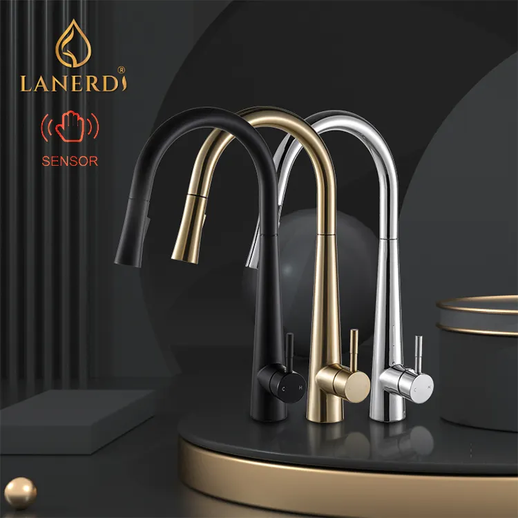 Lanerdi — robinet mitigeur de cuisine à retrait pour salle de bains, or