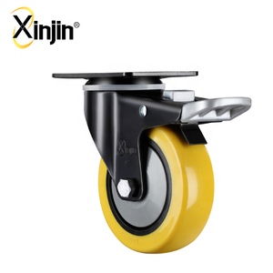 4 polegadas rosca da haste roda giratória, medium duty roda giratória da roda do rodízio com freio - Product Image 3