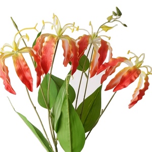 Di alta qualità 74CM popolare 3 teste artificiale vero tocco fiamma giglio bianco arancione per la casa di nozze centro decorazione di disposizione del tavolo - Product Image 1