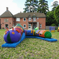 Tunnel gonflable extérieur de rampement de ver pour le terrain de jeu de sports et le jouet de football de bâche de PVC d'enfants avec l'accessoire modèle de ventilateur