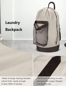 Sac à dos de lavage BSCI, sac à dos à langer avec bretelles et poche en filet, panier à linge en nylon durable - Product Image 5