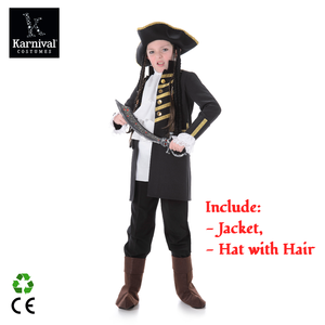 Costume da Pirata <span class=keywords><strong>per</strong></span> Bambini, Ispirato a <span class=keywords><strong>Film</strong></span> e Serie TV, Cappotto Steampunk Nero Medievale <span class=keywords><strong>per</strong></span> <span class=keywords><strong>Ragazzi</strong></span>, Vendita all'Ingrosso - Product Image 3