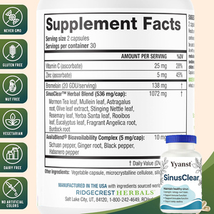 Capsules de SinusClear à base de plantes pour la santé des sinus et du système immunitaire, complément quotidien pour le bien-être nasal, sans gluten, végétalien - Product Image 4