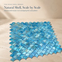 Mosaïque en nacre naturelle, surface bleue brillante, pour décoration murale