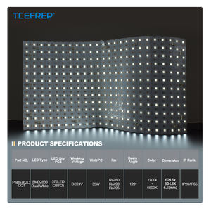 แผงไฟ LED ปรับค่า CCT ได้ รุ่น PSB5762C ใช้ชิป SMD2835 แสงขาวคู่ 576 ดวง ใช้ไฟ DC24V ปรับอุณหภูมิสีได้ตั้งแต่ 2700K ถึง 6500K พร้อมตัวเลือกปรับค่า CRI และระดับการป้องกันน้ำ IP - Product Image 2