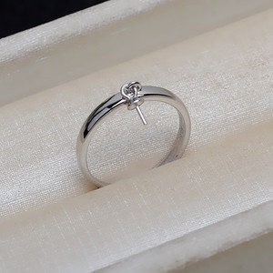 Bague ouverte simple en argent S925 pour accessoires de bijoux DIY, avec grande perle de 3 mm à surface lisse pour femme, modèle 4153 (base vide 5-8) - Product Image 2