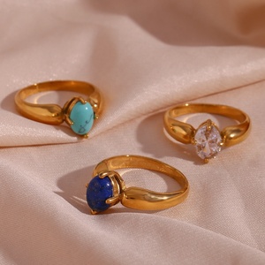 Dreamshow Flower AAA Zircon PVD Gold Plated Jewelry Natural Gemstones <strong>Rings</strong> Stainless Steel <strong>Statement</strong> <strong>Ring</strong> - Product Image 4