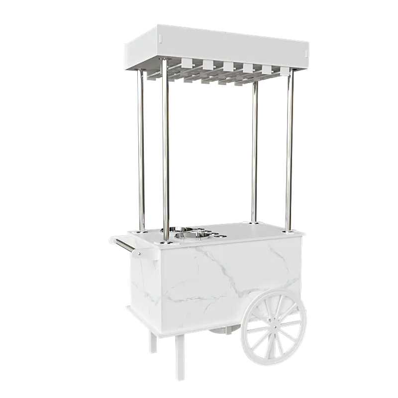 Vente en gros de présentoir à bonbon en PVC blanc pour mariage chariot à champagne pour mariage chariots de bar pour décoration de mariage