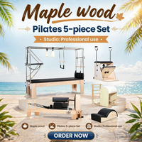 MJD CC22A Ensemble de Pilates Cadillac 5 pièces en bois d'érable, Reformer, Chaise Wunda, Équipement de gym réglable et durable, Garantie 2 ans pour studio de Pilates