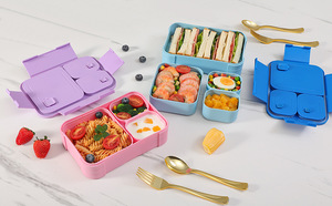 <b>Hot</b> Selling Dual Tier Dinnerware <b>Lunch</b> <b>box</b> Food Storage Containers with Lids Custom Logo Sweet Color <b>Lunch</b> <b>Box</b> for Kids - Product Image 5
