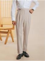 Pantalon habillé de Naples pour hommes italiens pantalon d'affaires décontracté à double plissé taille haute sans repassage pantalon de tailleur grande taille