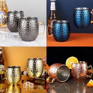 304 Roestvrijstalen Muilezel Beker 12Oz 16Oz Cocktail Koperglas 350 500Ml Bier Mok Bar Gereedschap Moskou Muilezel Mok