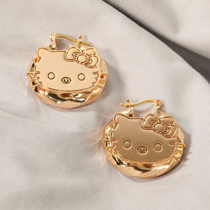 Uwin dolcetto alla moda gattino Custom Cartoon Figure modello luminoso in acciaio inossidabile torsione orecchini a cerchio personalizzato HK donna gioielli - Product Image 2