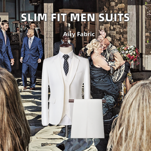 Completo da <span class=keywords><strong>Uomo</strong></span> Doppiopetto Stile Britannico <span class=keywords><strong>Slim</strong></span> <span class=keywords><strong>Fit</strong></span> per Matrimonio <span class=keywords><strong>Giacca</strong></span> <span class=keywords><strong>Blazer</strong></span> 3 Pezzi Traspirante Business 100% Poliestere - Product Image 2