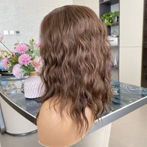 Pelucas sintéticas de encaje frontal con ondas de agua, color castaño, de alta calidad, 13x4, encaje transparente, resistentes al calor, 14 pulgadas, sin pegamento - Product Image 6