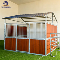Box à chevaux portable durable, écuries temporaires pour chevaux, panneaux en bambou avec toit surélevé, écurie modulaire portable galvanisée