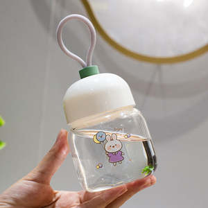 Wholesale 200ml Mini Baby Kids Milk Cup Glass Water Bottle Portable Glass Water Bottle With Rope - Product Image 4