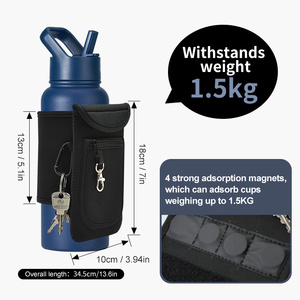 Sac <span class=keywords><strong>de</strong></span> sport magnétique noir personnalisé avec logo, petit format, en néoprène, avec fermeture éclair, <span class=keywords><strong>poche</strong></span> pour téléphone, porte-bouteille d'eau, pochette pour téléphone avec aimant - Product Image 4