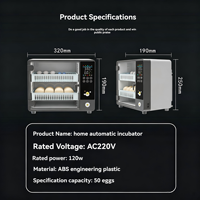 Incubateur intelligent pour volailles de 50 œufs avec double alimentation, contrôle de température PID et retournement automatique, en ABS, 6 kg, pour l'éclosion à domicile