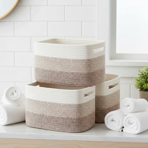 Rectangle <strong>Laundry</strong> Gift <strong>Basket</strong> Woven <strong>Foldable</strong> Toy Clothes Cotton Rope Storage <strong>Baskets</strong> <strong>Laundry</strong> Hamper <strong>Basket</strong> Blanket Storage - Product Image 1