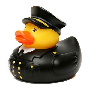 Juguete Promocional Personalizado, Patito de Goma de PVC con Diseño de Policía para Bañera, con Estampados Aplicados - Product Image 1