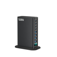 Chargeur de bureau USB C PD100W QC30W 520W 4A 4C, chargeur multiport 8 en 1 pour ordinateur portable, station de charge de type C, chargeur super rapide GaN 520W