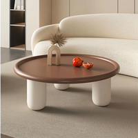 Meubles de salon au design simple Table à thé nordique élégante en bois Support de sol de luxe Table basse à dessus rond