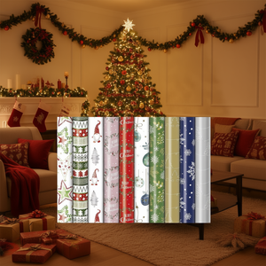 Classic <b>Christmas</b> Wrapping Paper 2mx70cm Roll Set For Holiday Gift Wrapping - Product Image 3
