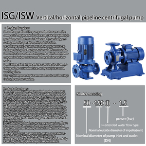 Pompe centrifuge verticale en ligne 125-315C-55 ISW 75HP 380V, monophasée, pour circulation et surpression d'eau - Product Image 2