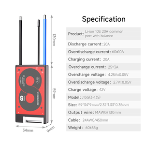 Daly Li-ion Ebike <span class=keywords><strong>10S</strong></span> 36V 20A hệ thống quản lý pin BMS Board cho Escooter pin Lithium ion gói <span class=keywords><strong>10S</strong></span> 36Volt - Product Image 2
