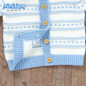 Mimixiong - Mameluco de Punto para Bebé, <span class=keywords><strong>Ropa</strong></span> de <span class=keywords><strong>Invierno</strong></span> para Recién Nacido, Conjunto de <span class=keywords><strong>Ropa</strong></span> de Manga Larga a Rayas para Bebé - Product Image 2