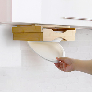 Bamboo Wall Mounted <b>Plate</b> Dispenser For Kitchen Cabinet Storage Organizer With Easy Cleaning Feature - Product Image 1