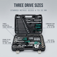 Kit de clés à douilles complet 121 pièces en métal traité thermiquement, coffret d'outils de réparation automobile, cadeau pour mécaniciens, fournisseur Chine
