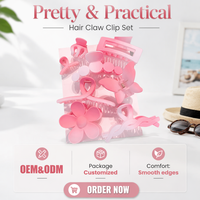 Pinces à cheveux bleu mat en gros, 8 styles : croissant, fleur, squelette, tressées, type requin, accessoires pour femmes et filles