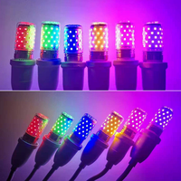 Ampoule LED colorée E27 E14 12W 16W, type maïs, AC220V, 270/Beam, décorative, sans clignotement, rouge, bleu, jaune, pour lustres d'intérieur