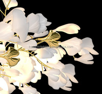 Lustre moderne de luxe en forme de feuille de ginkgo, luminaires suspendus en céramique personnalisés pour l'intérieur, escalier, hall d'hôtel, éclairage à télécommande