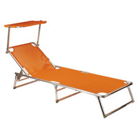 Chaise longue de plage pliable en aluminium sur mesure avec auvent, lit de couchage d'extérieur pour camping et bronzage, vente en gros