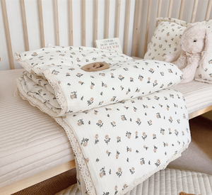 PLHAN Refroidissement Double Mousseline Gaze Motif Floral Multicouche Respirant Coton Mousseline Bébé Berceau Literie <span class=keywords><strong>Couette</strong></span> Couverture <span class=keywords><strong>Oreiller</strong></span> - Product Image 4